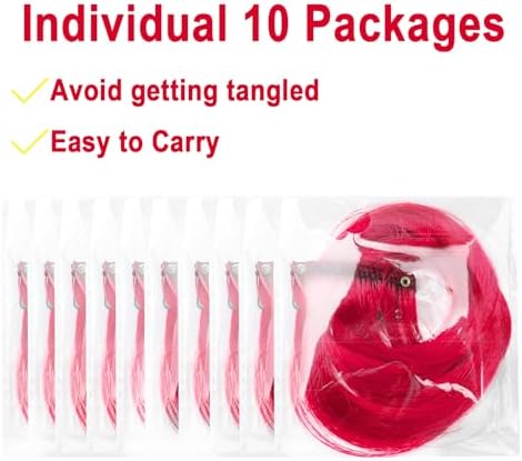 10 PCS Red Hair Extensions, Curly Wavy Clip-in Hair Accessories Gift - Image 4