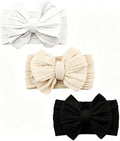 Baby Bows Headbands Soft Nylon Handmade Hair Accessories for Newborn Infant Toddler Kids (3 Mixed White, Large) by YWAOAIJD