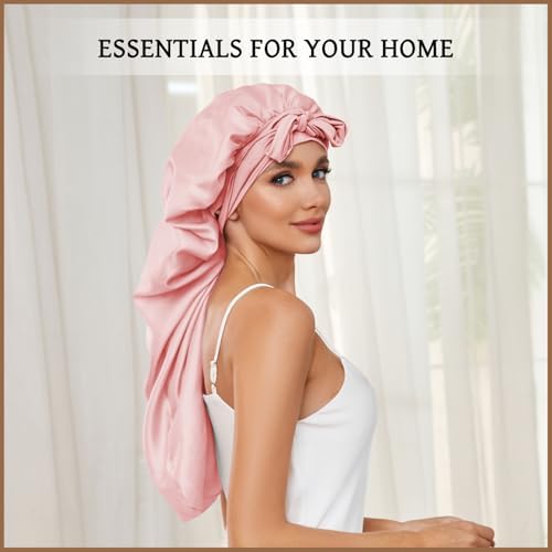 DEMAZALO Silk Long Bonnet for Braids & Curly Hair, Silk Satin Bonnet for Sleeping, Extra Large Bonnets for Women Braid - Image 7