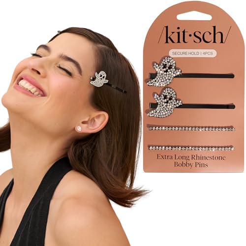 Kitsch Extra Long Metal Rhinestone Bobby Pins - 4pc Set by Kitsch
