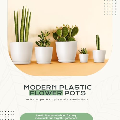 Plant Pots Indoor with Drainage, 10 Pack Multi-Size Planters Set, White - Image 5