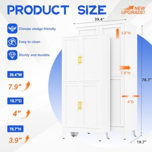 GAIOUS 79'' Metal Pantry Storage Cabinet with 4 Door and Adjustable Shelves - Image 2