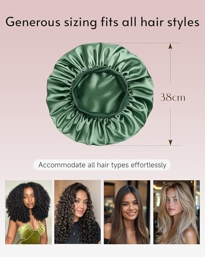 Yanideer 3 Pcs Satin Bonnet for Sleeping Double Layer Hair Bonnets for Women with Elastic Band - Image 3