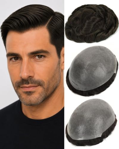 0.06mm Thin Skin Toupee for Men, #2 Dark Brown by TOPUNIQUE
