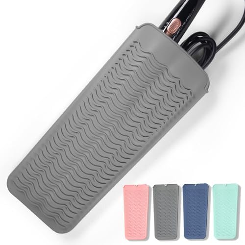 Heat Resistant Silicone Hair Iron Mat, Portable Hot Hair Tools Pad Travel Organizer Pouch for Curling Irons, Flat Irons, Hair Straightener and Hair Styling Tools (Gray) by Unknown
