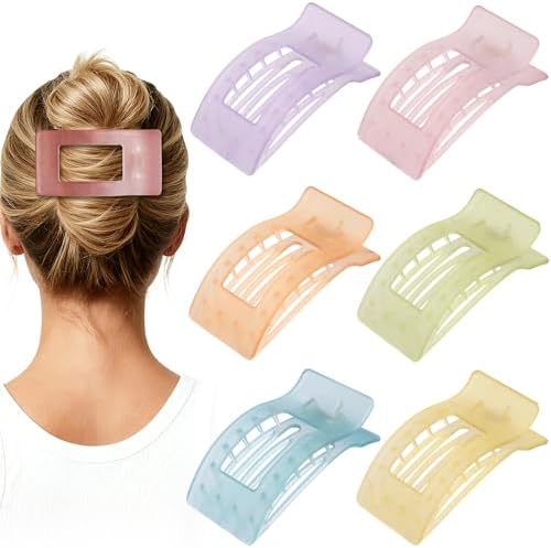 French Flat Hair Clips for Women 6pcs Hair Claw Clips for Thick or Thin Hair Matte Claw Clips for Girls Barrettes Non-Slip Strong Hold Hair Accessories for Women (Ice Cream) by Artchita