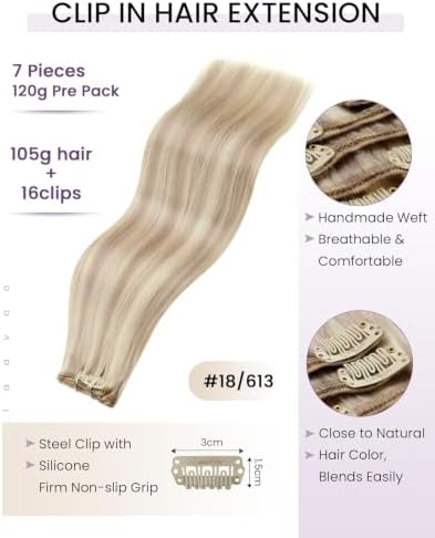 LaaVoo Clip In Hair Extensions, For Special Occasion, 20 Inch - Image 2