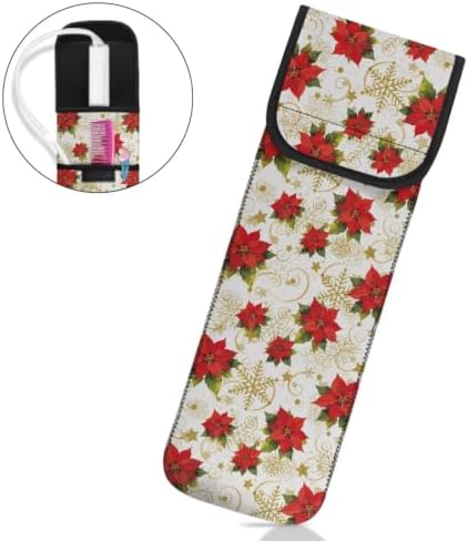 Flashideas Christmas Snowflakes Curling Iron Holder Heat Resistant Neoprene Curling Iron Cover Bag with Pocket Curling Iron Organizers and Storage for Hair Straightener, Curling Iron, Flat Iron - Image 2