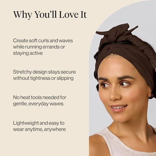 Kitsch Set & Flow Active Heatless Curling Headband For Women - Brown, 1pc - Image 3