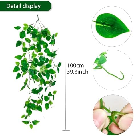 Fake Hanging Plants Vines(4pcs)for Room Decor, Artificial Ivy Greenery Garlands for Home Bedroom Living Aesthetic Kitchen Office Wall Patio Bookshelf,Indoor,Outdoor Farmhouse Decorations(No Basket) - Image 2