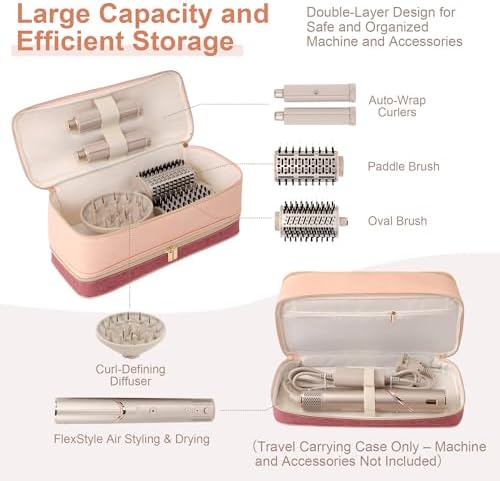 BAGCRAZY Travel Case for Shark FlexStyle & Dyson Airwrap, Pink and Crimson - Image 2