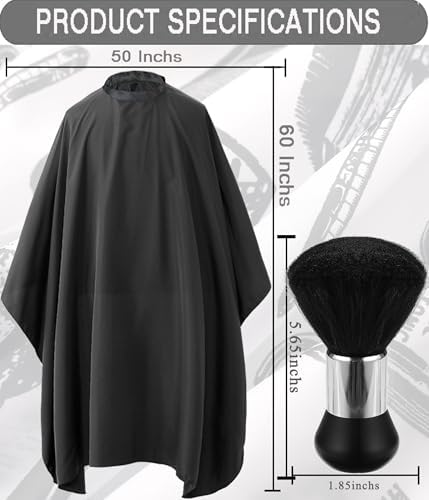 Professional Hair Cutting Cape with Neck Duster Brush, Salon Barber Cape, Hairdressing Accessories Black - Image 2