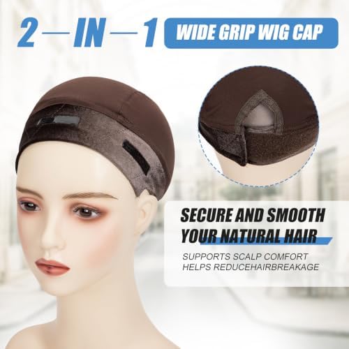 Riemann Silicone Wig Grip Cap,2in1 Wig Cap with Grip (Brown,2Pcs) - Image 5
