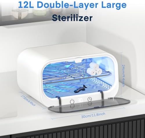 Yofuly 12L Double-Layer Large Clean Machine for Nail Tools, Multi-Functional Nail Cleaner Box, Large Capacity Cleaning Cabinet for Home Use, Barbers, Beauty Salons, and Spas - Image 2