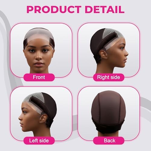 Max Lace Wig Caps For Women Non Slip Lace Front - Breathable Adjustable Wig Grip Cap For Glueless Wigs Securely in Place, Wig Reusable HD Lace Cap with Headband, One Size Fits Most (Brown) - Image 6