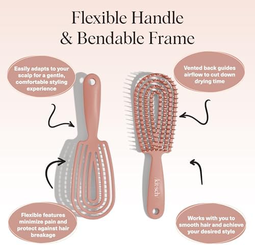 Kitsch Flexi Flow Detangler Brush, Hair Brushes For Women - Terracotta - Image 4