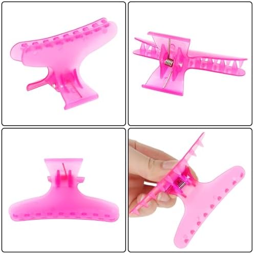Ondder Pink Butterfly Hair Claw Clips for Styling and Sectioning - Makeup Hair Clamp Clips for Women and Girls - Image 5