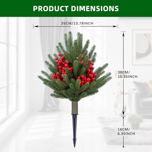 21.6" Artificial Cedar Topiary Ball Trees with Metal Ground Spike, Set of 2 - Image 7