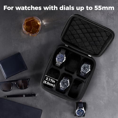 ProCase 6-Slot Travel Watch Case for Men, Hard Shell Storage Box -Black - Image 3
