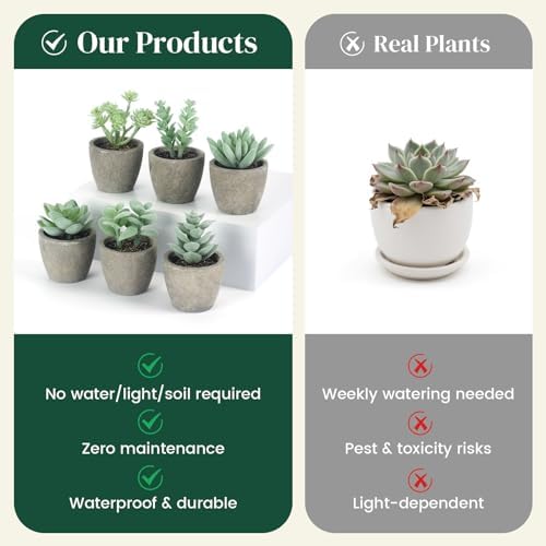 DomeStar Set of 6 Artificial Green Succulent Plants Potted - Image 5
