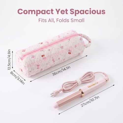 Pink Cherry Hair Tools Travel Bag,Portable Heat-Resistant Organizer - Image 2