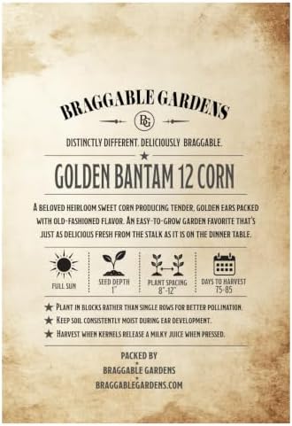 Golden Bantam 12 Corn Seeds for Planting, Heirloom Sweet Corn Vegetable Seeds, Tender Golden Ears with Old-Fashioned Flavor, Full Sun Garden Crop for Fresh Summer Harvests - Image 3
