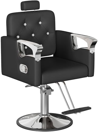 Barber Chair for Hair Stylists, Hydraulic Styling Chair with Heavy Duty Pump, 360° Swivel Barber Chairs with Reclining, Adjustable Headrest, Beauty Salon Equipment, 330 Lbs by Unknown