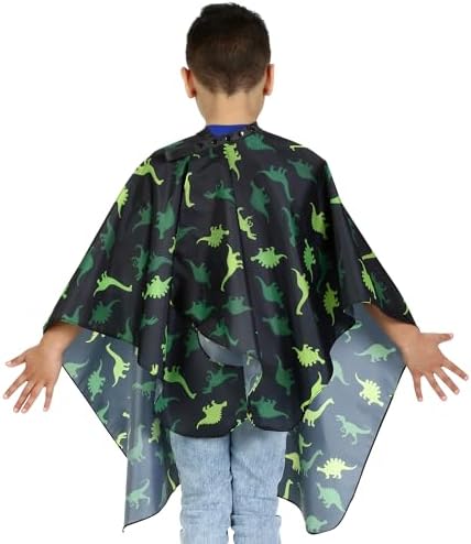 Kids Size Dinosaur Barber Cape for Hair Cutting with Plastic Snaps - Image 5