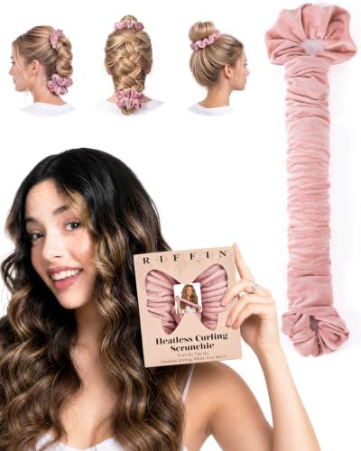 Velvet Heatless Curling Scrunchie Overnight Curls Hair Curler by RIFFIN