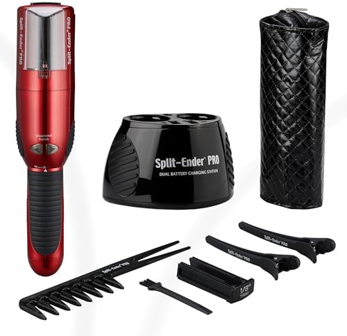 Split-Ender PRO - Professional Hair Trimmer with Charging Station, Automatic Split End Remover for Frizzy, Dry, Damaged, Colored, Broken, Curly, Straight or Bleached Hair Types, Hair Styling Tool by Split-Ender