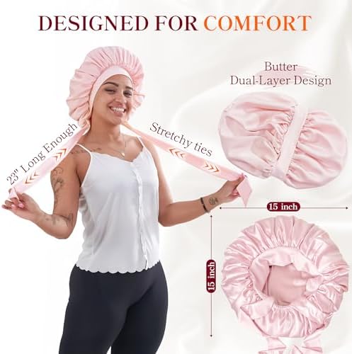 Tie Silk Bonnet Satin Curly Hair Wrap for Sleeping Women Anti Frizz - Image 6
