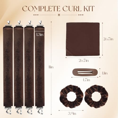 Heatless Curls Overnight Set - 4Pcs Jumbo Velvet Hair Rollers to Sleep In - Image 7