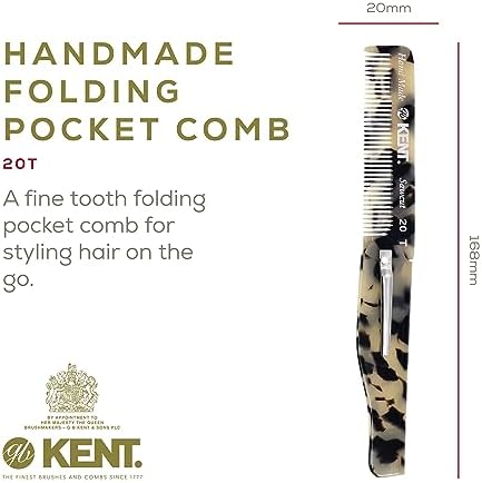 Kent 20T TW Handmade Folding Pocket Comb for Men, Fine Tooth Hair Comb Straightener for Everyday Grooming Styling Hair, Beard or Mustache, Use Dry or with Balms, Saw Cut Hand Polished, Made in England - Image 2