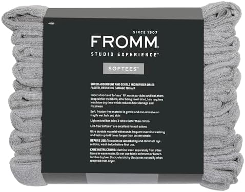 Fromm Softees Microfiber Salon Hair Towels for Hairstylists, Barbers, Spa, Gym in Grey, 16" by 29", 10 count Perfect Hair Care Towel for Drying Curly, Long, Wavy Hair - Image 6