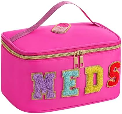 uekeboag Chenille Letter MEDS Nylon Makeup Bag(15Hot Pink) by uekeboag