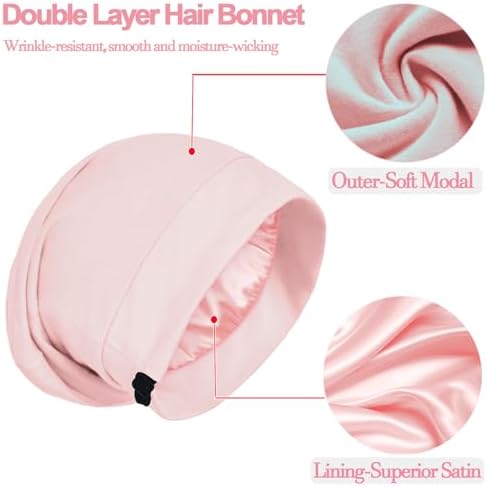 Satin Bonnets for Sleeping Adjustable Silk Lined Bonnet Sleep Cap Hair Wrap - Image 7
