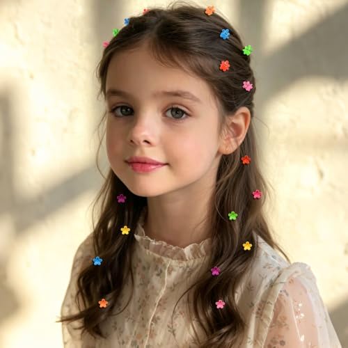 100Pcs Mini Flower Hair Clips, Colorful Hair Accessories (Bright Color) - Image 4