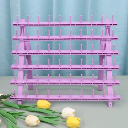 Braid Rack 60 Spools for Hair Standing Braid Hair Extension Rack Stand, Hair Separator Stand Hair Extension Holder for Stylists (Light porple) - Image 2