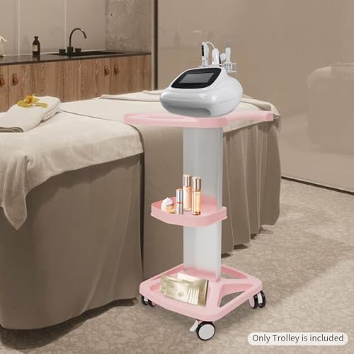Pink Acrylic Salon Cart, Rolling Beauty Trolley with Wheels(28.74" H) - Image 2