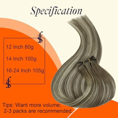 Full Shine Sew In Weft Hair Extensions Human Hair Add Volume 18 Inch 105g - Image 4