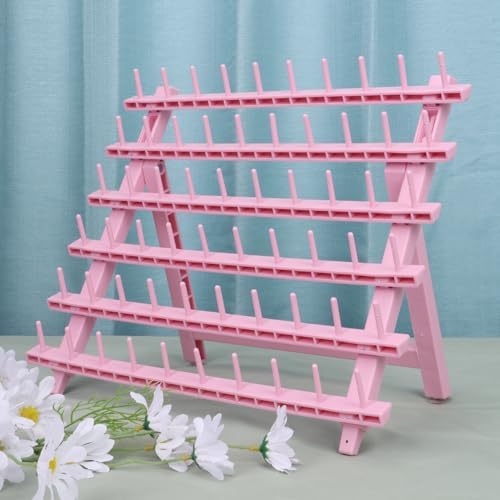 Braid Rack 60 Spools for Hair Standing Braid Hair Extension Rack Stand, Hair Separator Stand Hair Extension Holder for Stylists (Light pink) by KelukeyaBeautyHealth