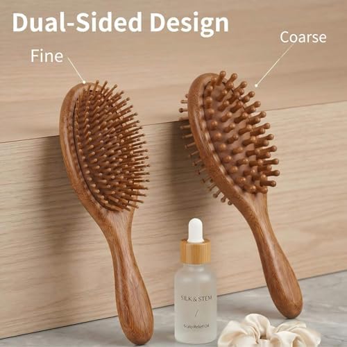 Sandalwood Scalp Massage Comb, Double-Sided Wooden Hair Brush - Image 2