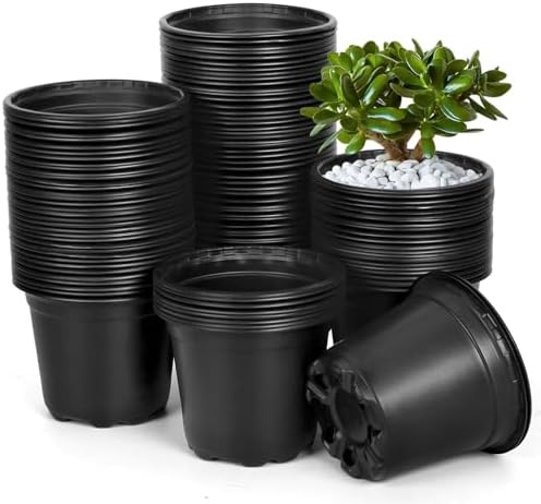 120 Pack 4 Inch Nursery Pots for Plants, Plastic Seeds Starter Pots with Drainage Holes, Small Plastic Plant Pots for Succulents Seedling Cutting Transplanting by DUNPUTE