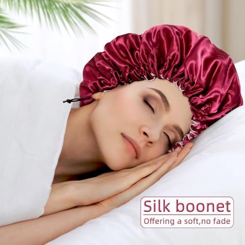 Edoneery Satin Bonnet for Sleeping Women, Double Layer Adjustable Sleep Cap - Image 3