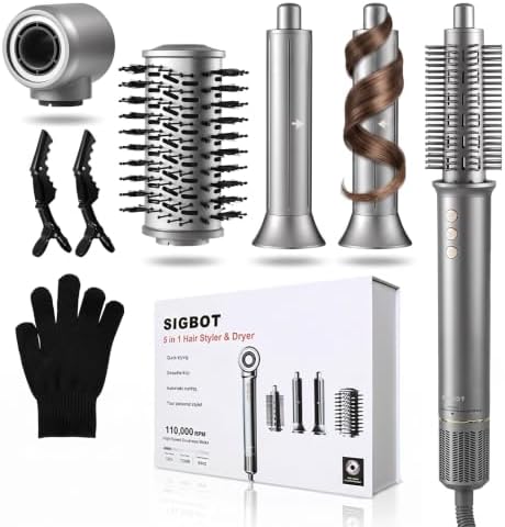 Sigbot 5 in 1 Hot Air Multi Styler, Ionic Blow Hair Dryer Brush(ZCY892-B) by Sigbot