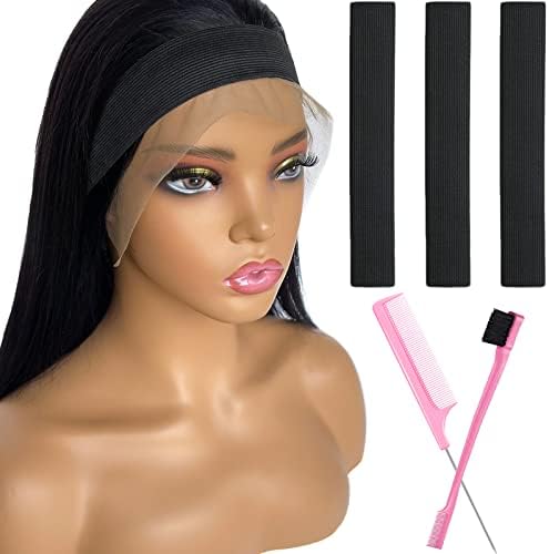 Wig Band and Lace Melting Band Set - Elastic Edge Wrap Bands to Keep Lace Front Wigs in Place and Lay Edges (5 Piece Set, Black) by Iraatraa