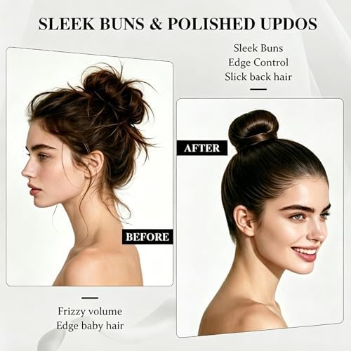 4Pcs Boar Bristle Slick Back Hair Brush Set, Soft Bristle Tames Flyaways, Frizz Shine, Gentle on Fine Hair & Scalp, with Rat Tail Comb & Edge Control for Sleek Ponytails, Buns, Teasing, Women Men Kids - Image 2