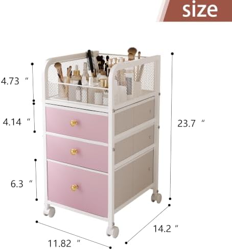 Rolling Makeup Vanity Cart Makeup Organizer with Drawers for Girls - Image 2