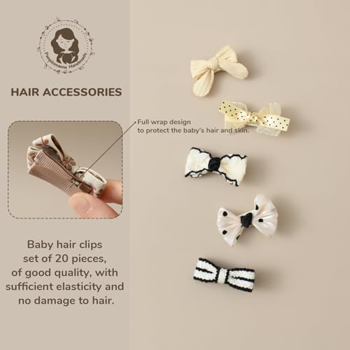 20 PCS Baby Hair Clips Set 2'' Toddler Girl Hair Bows Fully Covered Barrettes Infant Tiny Hair Accessories for Babies Kids Fine Hair - Image 2
