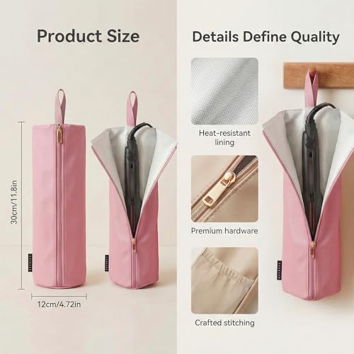 2PCS 2-in-1 Hot Tool Mat & Holder, Heat Resistant Curling Iron Holder, Portable Flat Iron Storage Organizer with Hanging Loop & Accessory Pocket for Bathroom, Vanity, Travel - Image 6